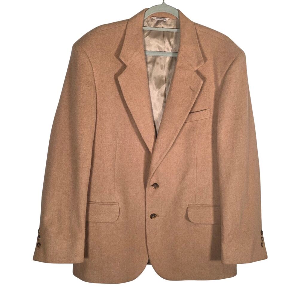 90s Hunt Valley Camel Hair Blazer 42R USA Made Tan Jacket